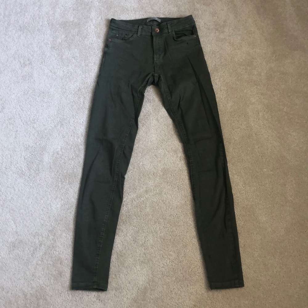 Army green skinny jeans